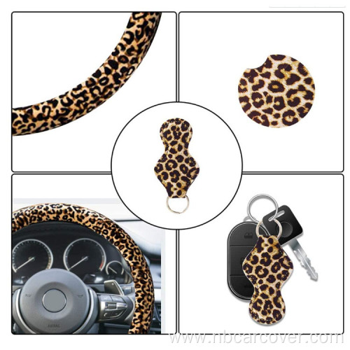 Cheap Sewing Leopard Retro Car Steering Wheel Cover